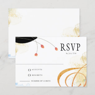 Falling Melody Poetic Watercolor Floral RSVP Card