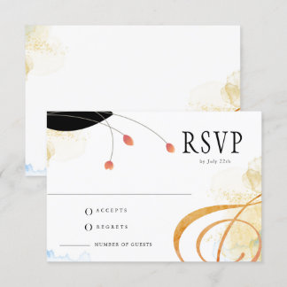 Falling Melody Poetic Watercolor Floral RSVP Card