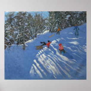 Falling off the Sledge Morzine Poster
