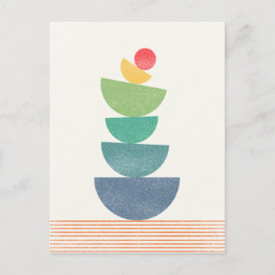 Falling orange abstract mid century postcard