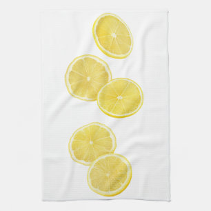 Falling pieces of lemon kitchen towel