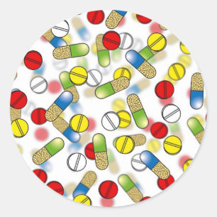 Falling Pills Classic Round Sticker