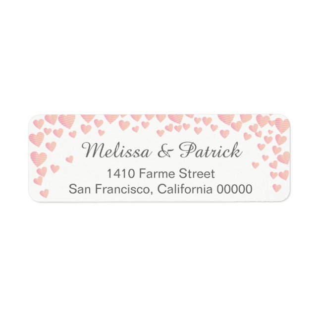 falling pink love hearts confetti on white wedding (Front)