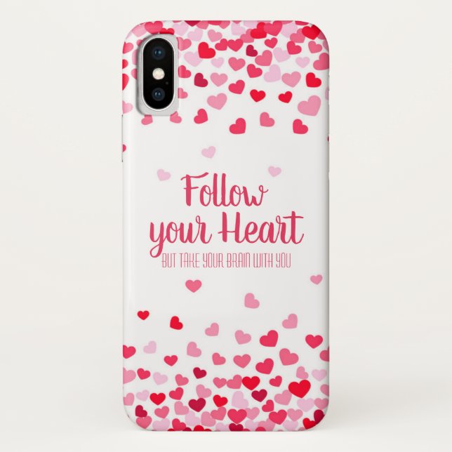 Falling Pink & White Hearts iPhone X Case (Back)