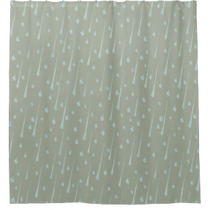 Falling Raindrops Cute Rainy Day Olive Green