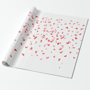 Falling red Hearts all over Wrapping Paper