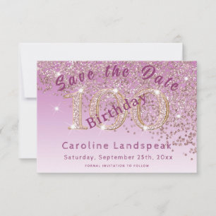 Falling Rose Gold Glitter for 100th Birthday Save The Date