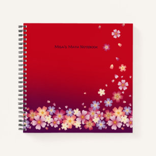 Falling Sakura Blossoms Red & Purple Personalized Notebook