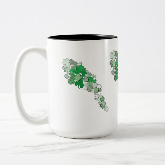 Falling Shamrocks Two-Tone Coffee Mug (Left)