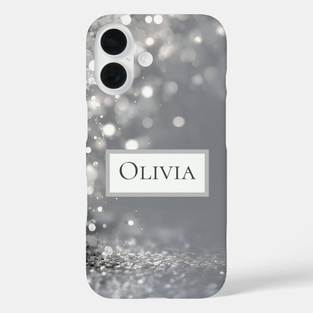 Falling Silver Confetti on Grey Case-Mate iPhone Case (Back)