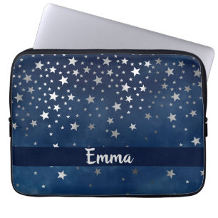 Falling Silver Stars Celestial Personalized  Laptop Sleeve