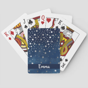 Falling Silver Stars Celestial Personalized  Playing Cards