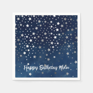 Falling Silver Stars Personalized Party Napkin