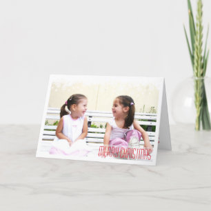 Falling snow flakes white border holiday photo card