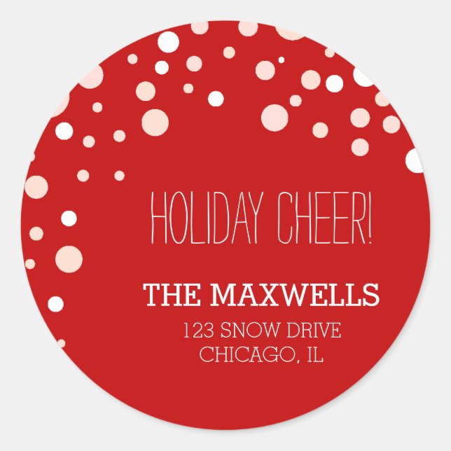 Falling Snow Holiday Cheer Red address labels (Front)