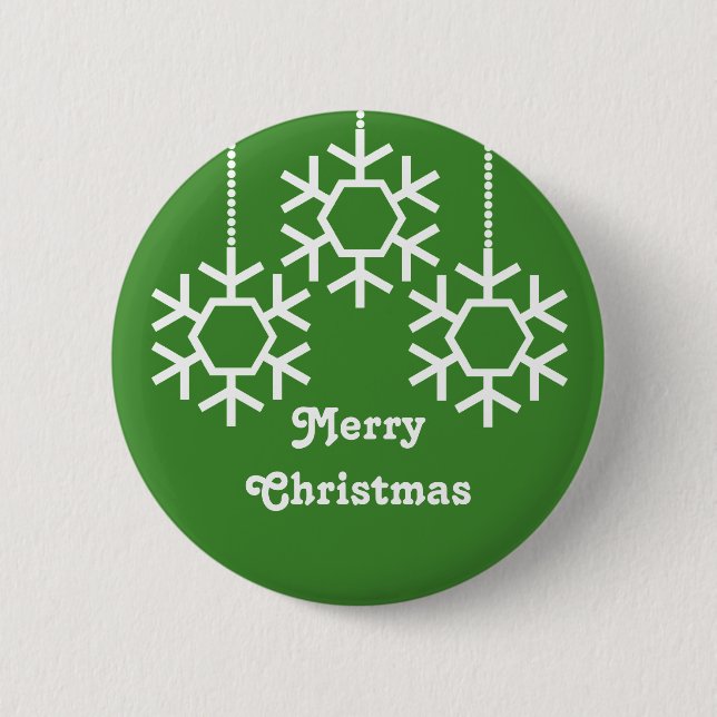 Falling Snowflakes Button, Bright Green 2 Inch Round Button (Front)