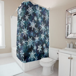 Falling Snowflakes Deep Blue Magical Winter Night