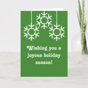 Falling Snowflakes Holiday Card, Bright Green Card