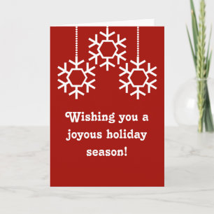Falling Snowflakes Holiday Card, Dark Red Card