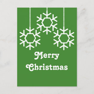 Falling Snowflakes Holiday Postcard, Bright Green Postcard