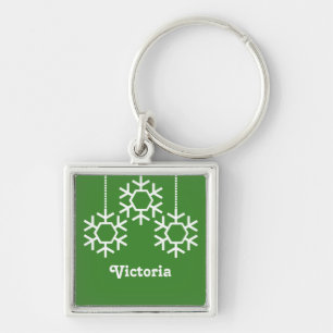 Falling Snowflakes Keychain, Bright Green Keychain