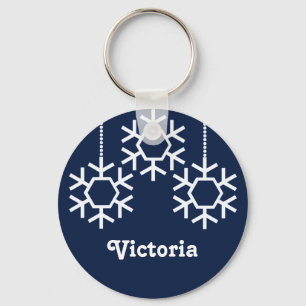 Falling Snowflakes Keychain, Dark Blue Keychain