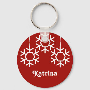 Falling Snowflakes Keychain, Dark Red Keychain