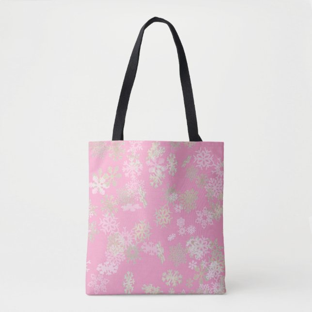 Falling snowflakes pattern on purple background tote bag (Front)