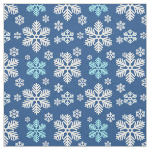 Falling Snowflakes Patterned Blue Fabric