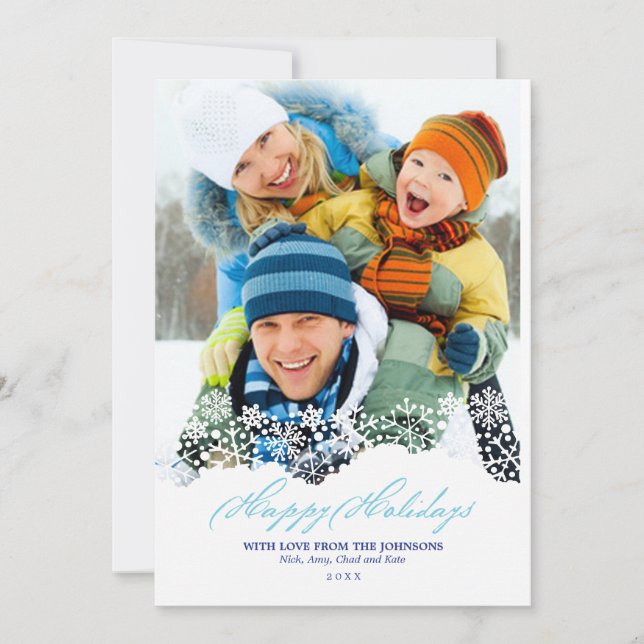 Falling Snowflakes White Christmas Holiday Photo (Front)