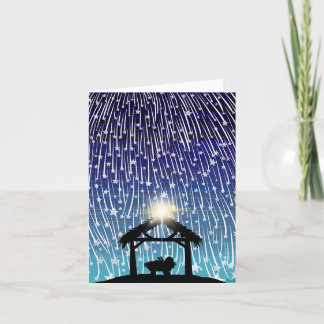 Falling stars nativity Christmas Card
