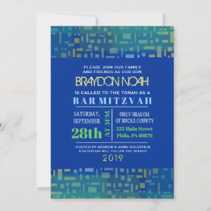 FALLING STARS & SQUARES Bar Bat Mitzvah Invitation