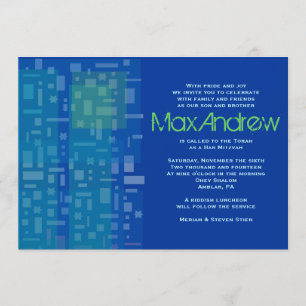 FALLING STARS & SQUARES Bar Bat Mitzvah Invitation