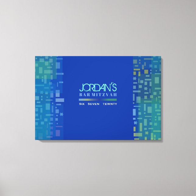 FALLING STARS & SQUARES Bat Mitzvah Sign In Board (Front)