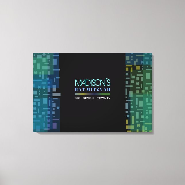 FALLING STARS & SQUARES Bat Mitzvah Sign In Board (Front)