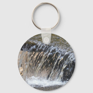 Falling Water, cool blue grey and white stream Keychain