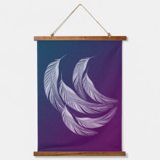 Falling White Feathers  Hanging Tapestry