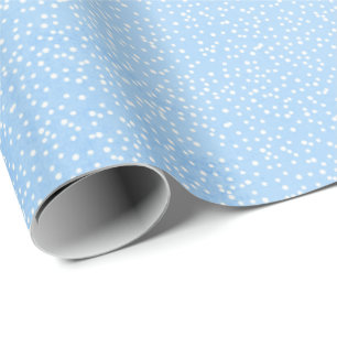 Falling White Snowflakes On a Blue Background Wrapping Paper