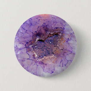 Falln Amethyst Geode 2 Inch Round Button