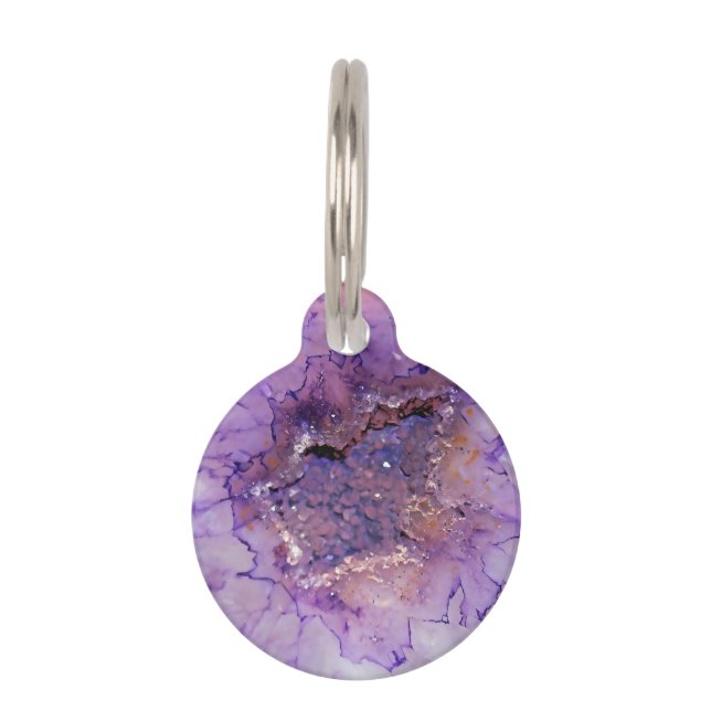Falln Amethyst Geode Pet Tag (Front)