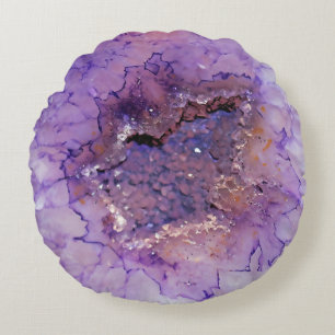 Falln Amethyst Geode Round Pillow