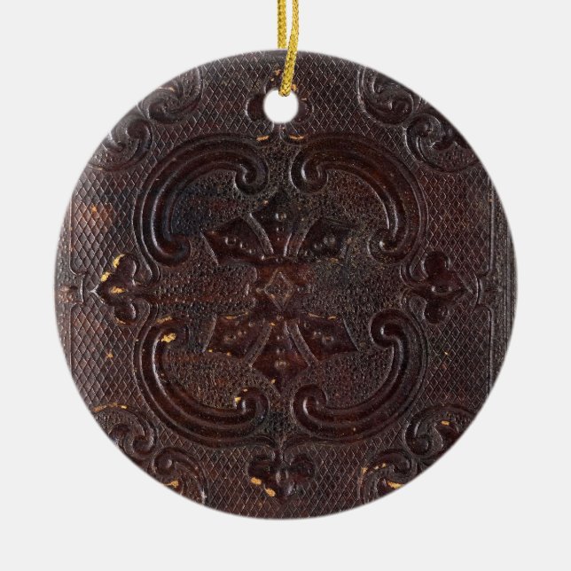 Falln Ancient Leather Book Ceramic Ornament (Front)