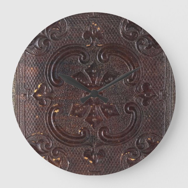 Falln Ancient Leather Book Large Clock (Front)