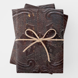 Falln Ancient Leather Book Wrapping Paper Sheet