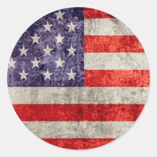 Falln Antique American Flag Classic Round Sticker