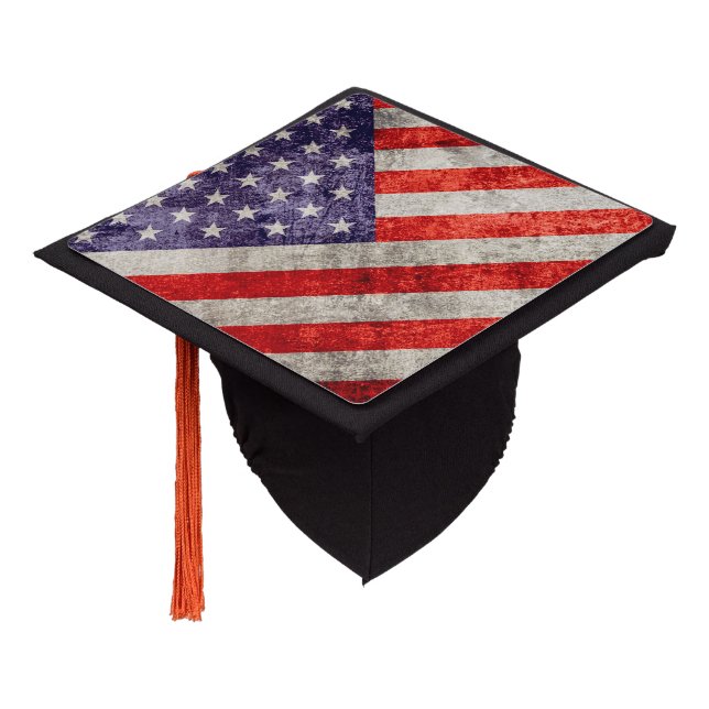 Falln Antique American Flag Graduation Cap Topper (Angled)