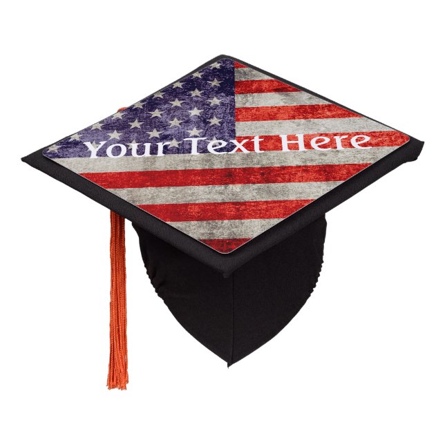 Falln Antique American Flag Graduation Cap Topper (Angled)