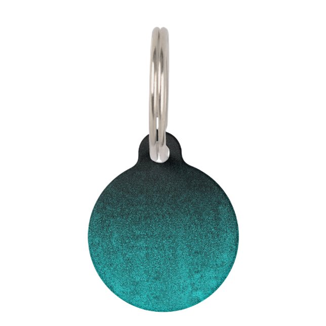 Falln Aqua & Black Glitter Gradient Pet Tag (Front)