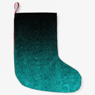 Falln Aqua & Black Glitter Gradient Small Christmas Stocking
