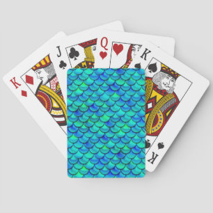 Falln Aqua Blue Scales Playing Cards